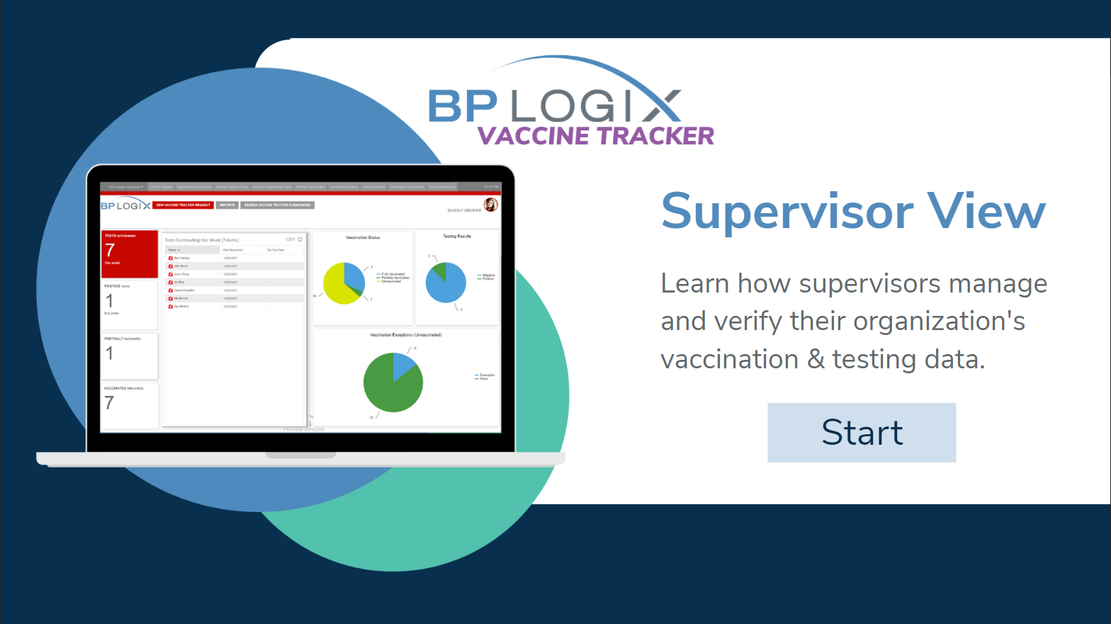 Supervisor tour for the Vaccine Tracker app